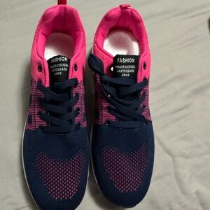 Pink and Navy Skateboard Shoes